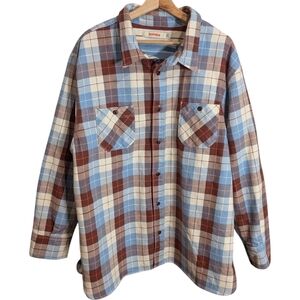 Birdwell Plaid Button Up Shirt Men Size 3XL Long Sleeve Cotton Blend Casual Work